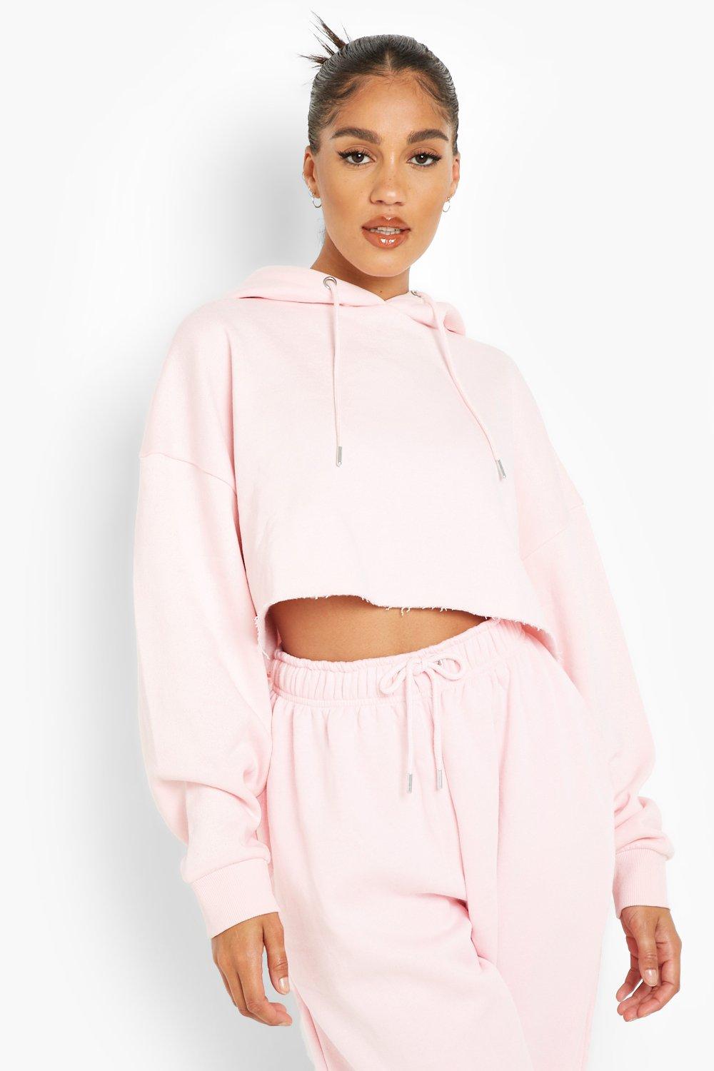 Baby pink best sale crop hoodie